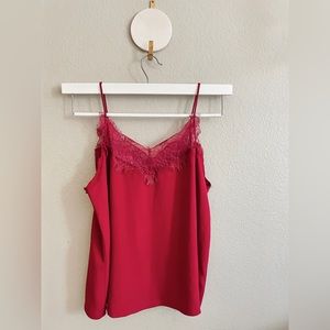 Mi Amor Lace Trim Burgundy Top